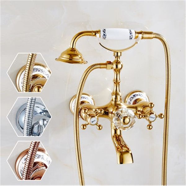 

bathroom shower heads european gold hand-held shower all copper bathroom cold and telephone simple pressurization nozzle le5i