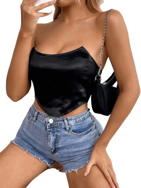 

zip back satin asymmetrical tube p8an#, White