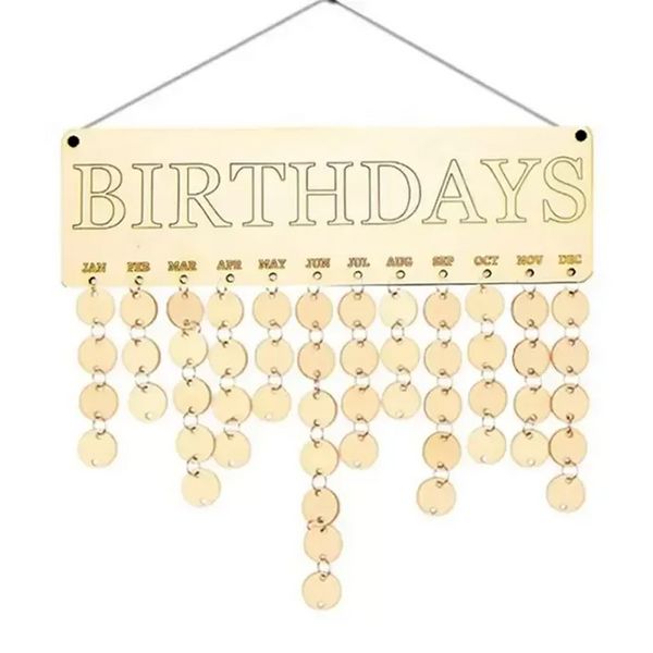Beste Geschenke für Mütter, hölzerne Familien-Geburtstags-Erinnerungs-Kalendertafel, DIY-Jubiläums-Tracker-Plakette, Wandbehang mit Anhängern F0425