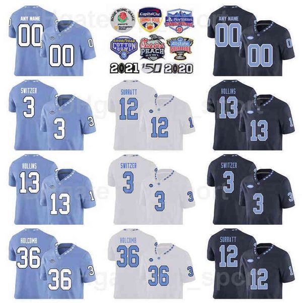 

ncaa football college 36 cole holcomb jersey men north carolina tar heels 21 chazz surratt 3 ryan switzer 12 marquise williams 13 mack holli, Black