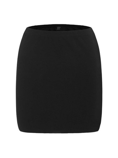 

solid elastic waist skirt 150t#, Black