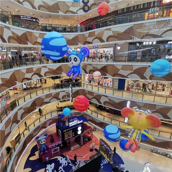 Kundenspezifische aufblasbare Planet-Luftballons, Schlauchboote, Mond mit LED-Licht für Werbedekoration, Party-Deckendekoration