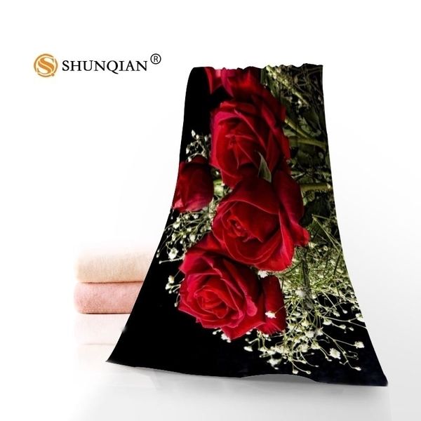 Toalha Flores personalizadas Rosa vermelha estampada de algodão face spath s Microfiber Fabric for Kids Homens Mulheres chuveiro A8.8 Y200429