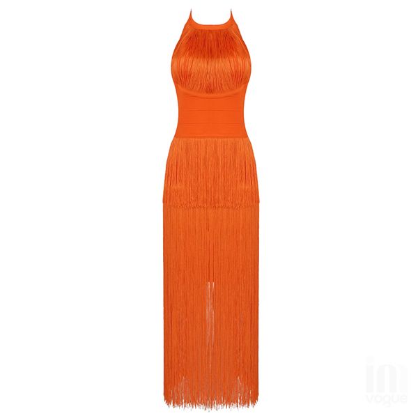 

bodycon long bandage dress tassel women party club celebrity evening summer autumn dresses 220519, Black;gray