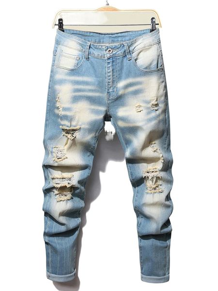 

men slant pocket ripped jeans d6ho#, Blue