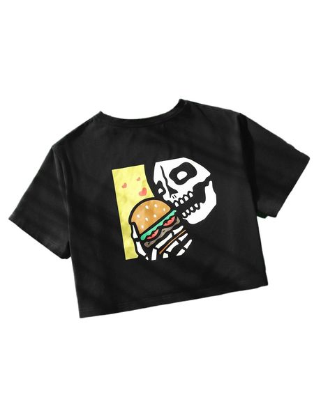 

x cassie podish skull print crop tee g1we#, White