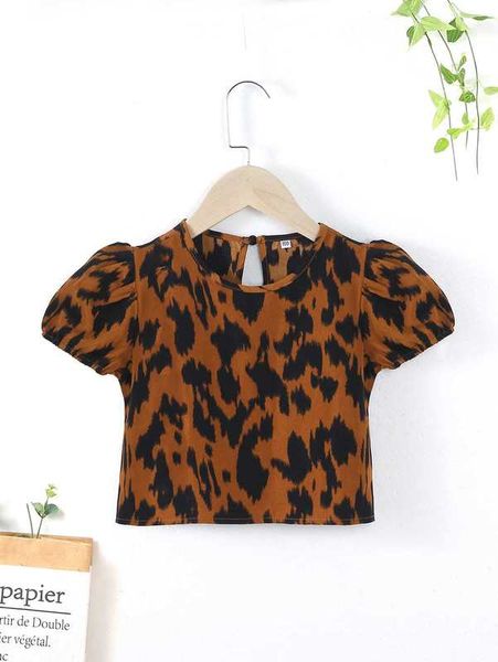 

toddler girls allover print puff sleeve keyhole back blouse she, White;black