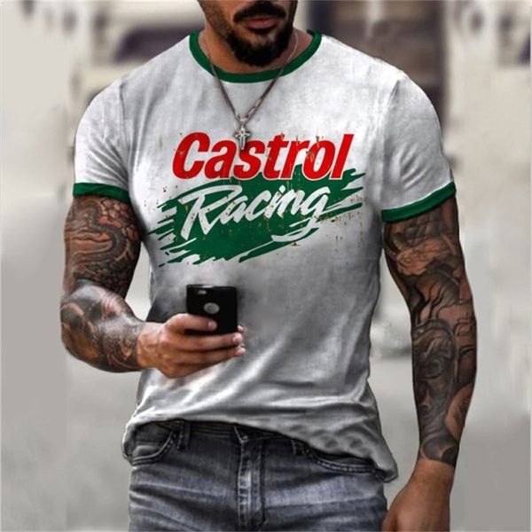 

men's o-neck summer style castrol retro short-sleeve 3d printing ethnic alphabet harajuku fashion oversized t-shirt 220425, White;black