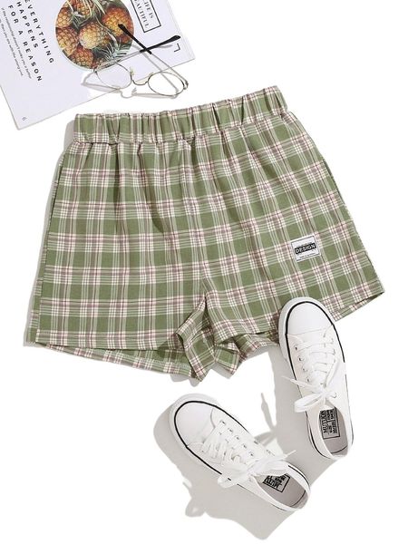 

tartan letter patched shorts o8ds#, White;black