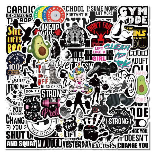 

50pcs/pack fitness inspirational text stickers waterproof skateboard motorcycle guitar luggage lapbicycle decals kids toys