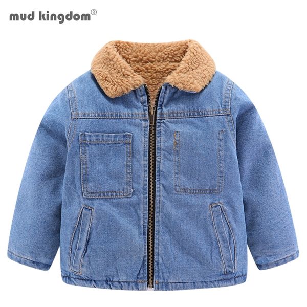 Mudkingdom Baby Girls Boys Denim осенняя джинсовая куртка сгущать джинсы, детская одежда детская куртки для девочек LJ201130