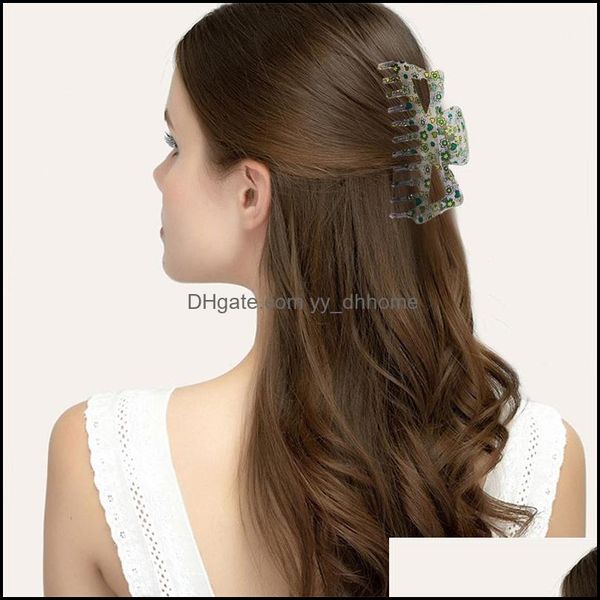 

clamps hair jewelry length 13.6 cm m-shaped large clamp printing dot heart flower daisy plastic clips women lady hea dho8q, Slivery;golden