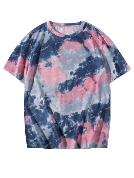 

men letter graphic tie dye tee h4g8#, White;black