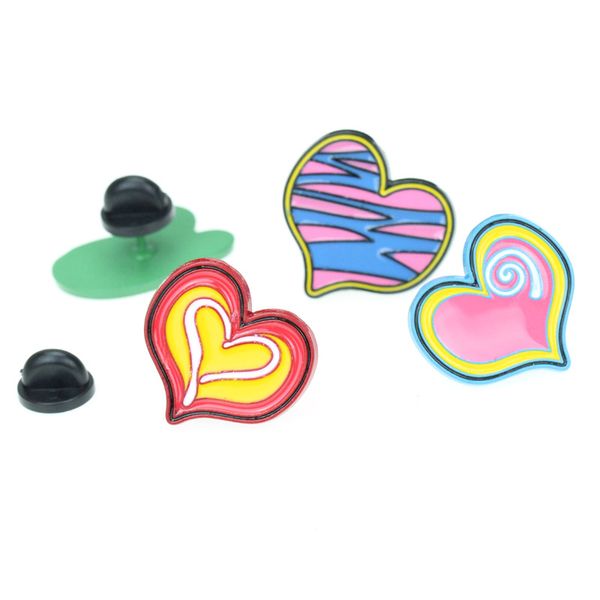 

european alloy metal colorful heart clothes brooches couples love oil drop lapel pin for bags backpack sweater hat clothes buckle badges bro, Gray