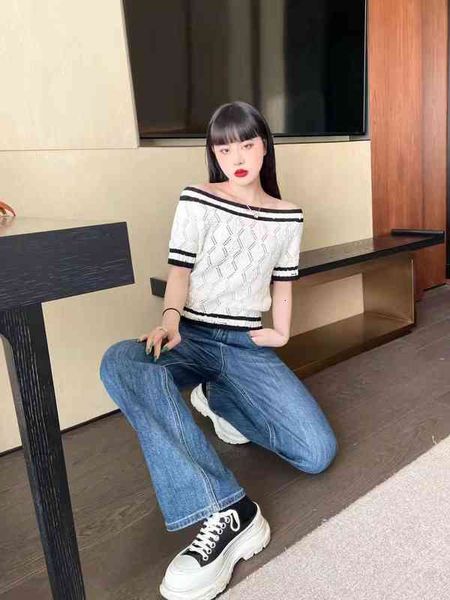 

women's sweaters []straight neck black-and-white contrast knit early spring celebrities versatile slim fit short sleeves d5am, White;black
