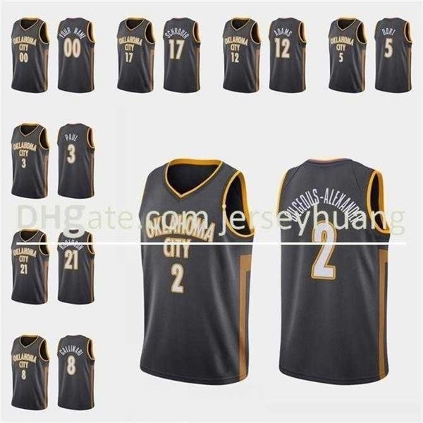 

xflsp oklahoma\\rcity\\rthunder\\rmen shai gilgeous-alexander steven adams danilo gallinari dennis schroder\\rnba 2020 custom jersey, Black