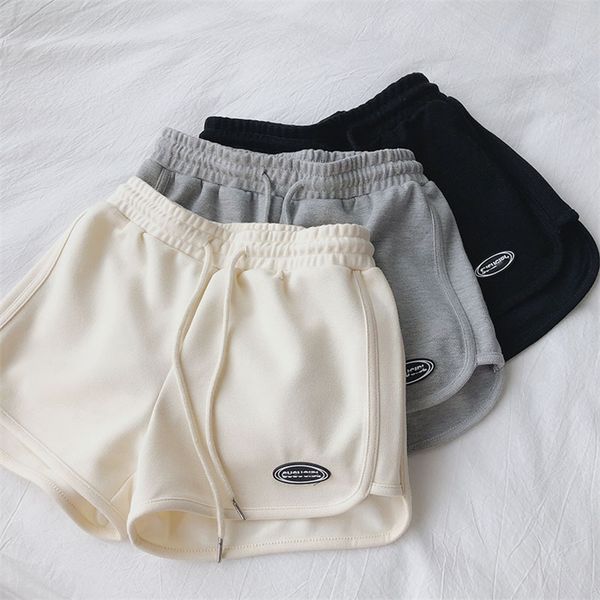 

korea fashion ins simple harajuku high waist homewear beach women shorts elastic loose oversized casual kpop sport shorts femme 220622, White;black