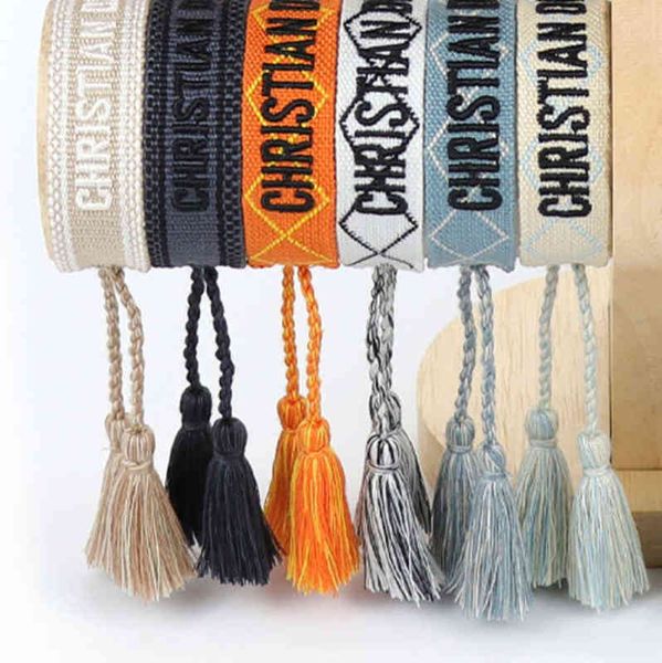 

classic fashion brand bangles bracelets luxury women men handmade signature embroidered woven tassel adjustable bracelet jewelry friendship, Black