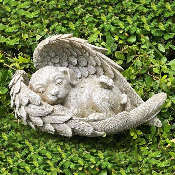 Angel Dog Cat Decor estátua resina S Pet Memorial A Outdoor Garden Home Ornament Wing Sculpture 220721