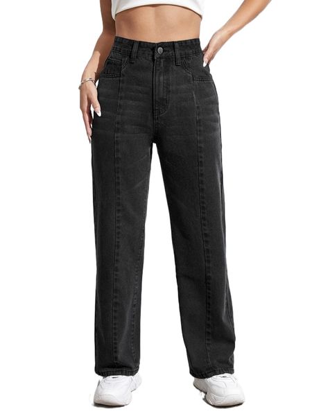 

high waist straight leg jeans n5r9#, Blue