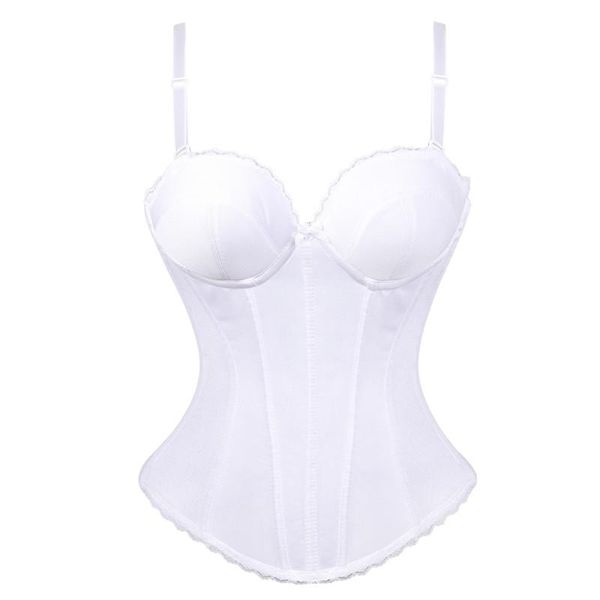 Bustiers Corsets preto Strapa branca de ombro de cor sólida Corsário do espartilho Corpo Shaper Overbust Lingerie Bustier topbustiers