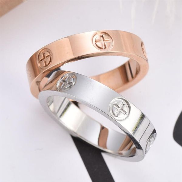 

4mm 5mm ct001 titanium steel silver love ring men and women rose gold rings for lovers couple gift210n