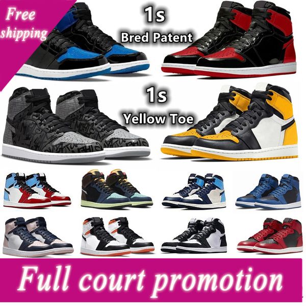 

1 1s mens basketball shoes sneakers yellow toe rebellionaire bred patent dark mocha marina blue bubble gum obsidian shadow twist men women