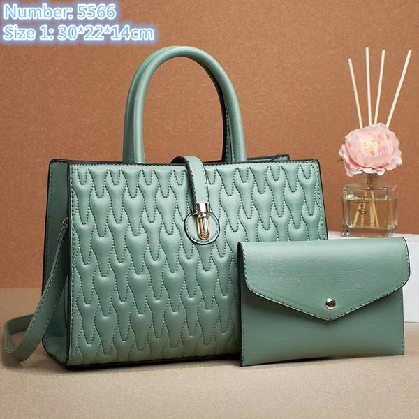 

wholesale ladies leathers shoulder bags thicken joker solid embroidered handbag elegant plaid tote bag large capacity two-piece leather hand