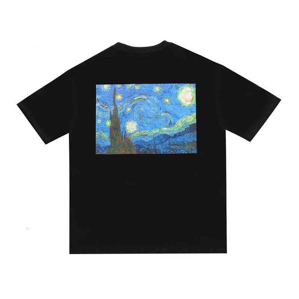 

50% discount bagsdouble of god fog fear thread essentials high street leisure van gogh starry sky men's and women's short sleeve, White;black