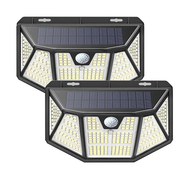 Solarlampe, Bewegungsmelder, 310 LEDs, Außenwandleuchte, IP65, wasserdichte LED-Sicherheitsleuchten mit 3 Beleuchtungsmodi, 270° Weitwinkel