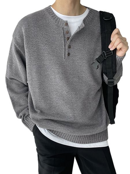 

dazy men button front drop shoulder sweater l6vq#, White;black