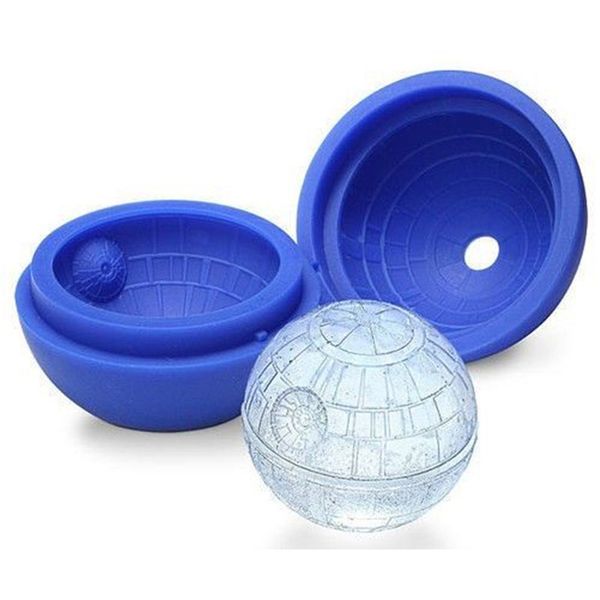 Creative Silicone Blue Wars Death Star Round Ball Ball Ice Cube Bandeja Desert Sphere Mold Cocktail Diy FormA de Gelo F0207 220509