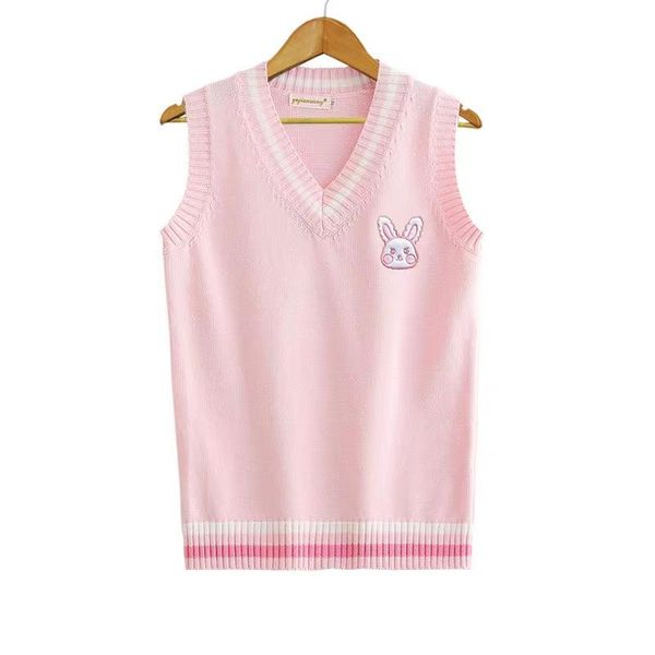 Kleidungssets Japanisches süßes Mädchen Rosa JK-Pullover Strickweste S-XXL Stickmuster Schuluniform Britischer Stil StudentenoberteileBekleidung Cl