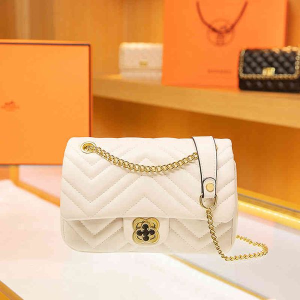 

leather 2022 new leaf clover double msenger small chain c2022 luxury brand fashion design versatile ladies bags