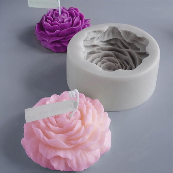 Große Pfingstrose Lotus Tulpe Blume Kerze Form handgemachte Seife Aromatherapie Gips Kleber Form Backen Schokolade Formen Home Decor Geschenke 220721