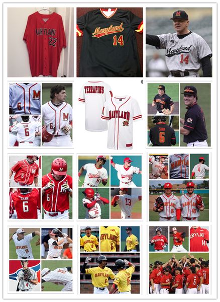 

2022 ncaa custom maryland stitched baseball jersey 16 brandon lowe adam kolarek lamonte wade kevin smith 6 matthew shaw 45 jason savacool 18, Black