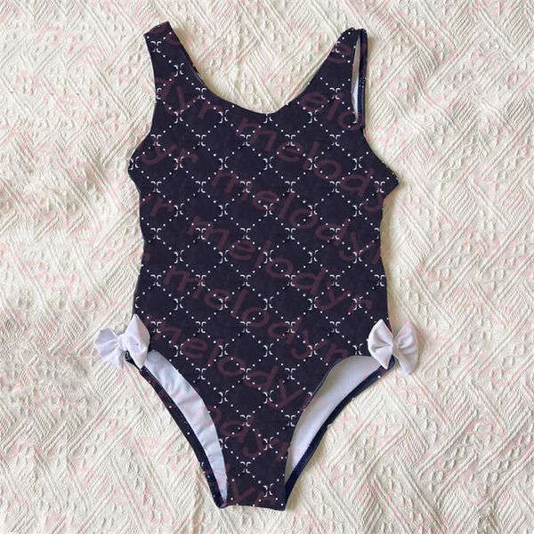 

designer bikini children designer swimwear one piece hollow swimsuit letter print girl bikinis vacation kid bathing suit, Black