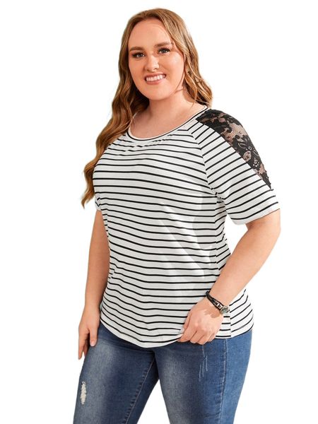 

emery rose plus striped lace insert c9pi#, Black