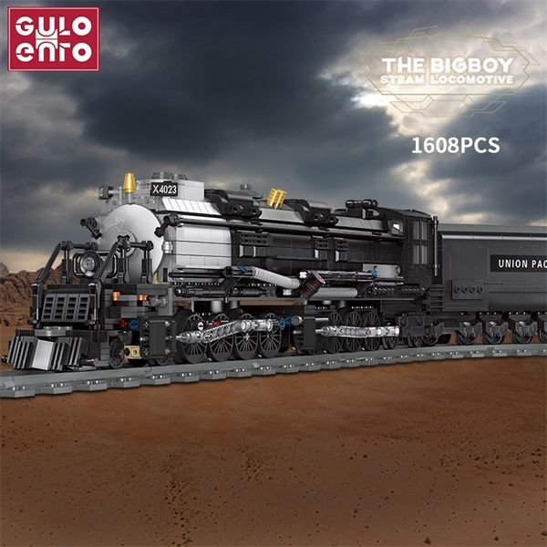 Giocattoli per bambini Città Treno a vapore Big Boy Locomotiva Building Blocks Modello ferroviario tecnico Mattoni creativi Regali fai da te per bambini Ragazzi 220701