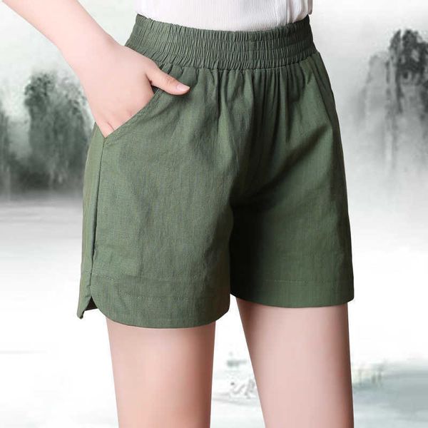 

summer shorts casual chic 6color cotton linen youth women street high waist summer 210601, White;black