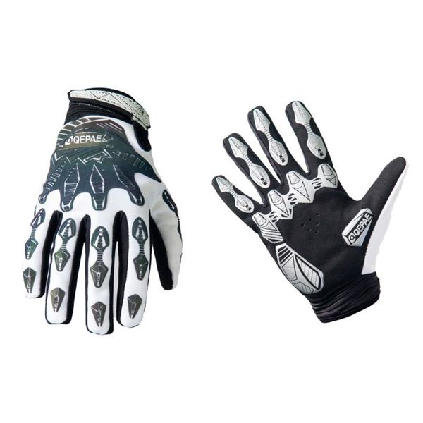 Guanti da ciclismo Qepae Reflective Men Full Finger MTB Bike Antiurto Antiscivolo Bicicletta da esterno Guanti sportivi da motoCiclismo