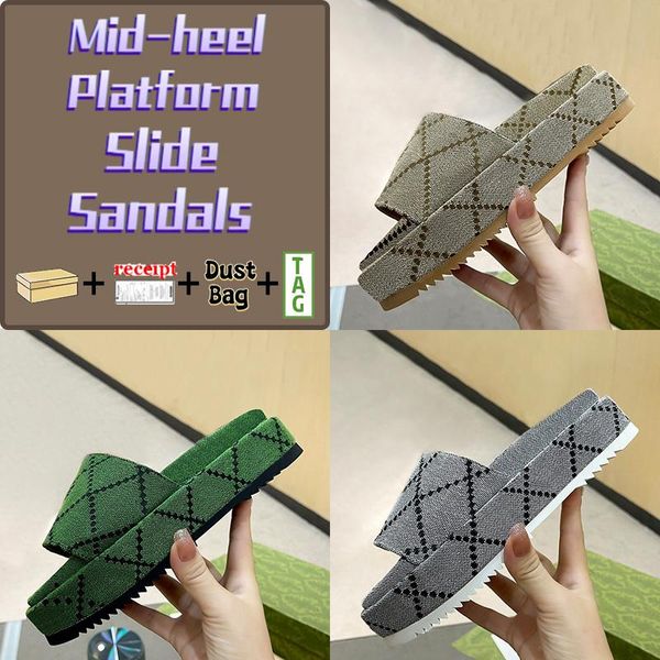 

with box mid-heel slippers beach sandals dark blue ivory jacquard denim og beige brick red canvas men women platform slides summer slide arh, Black