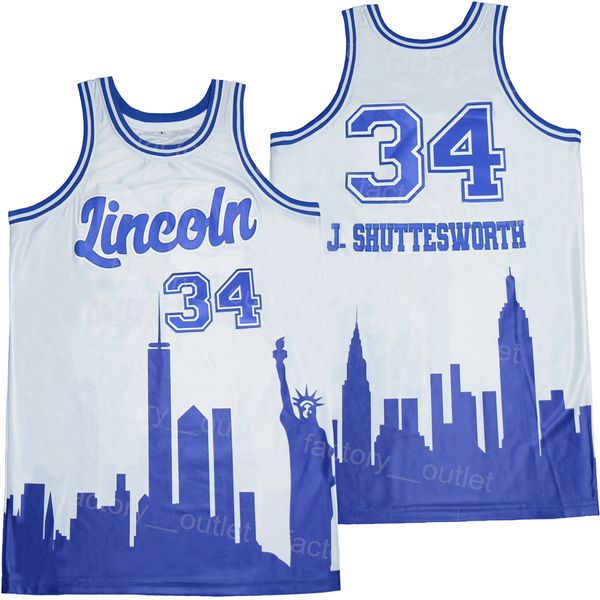 Men Movie Basketball Lincoln College 34 Jesus Shuttlesworth Jersey Men Uconn Connecticut Huskies Hip Hop High School Color Team White All Stitched University Top