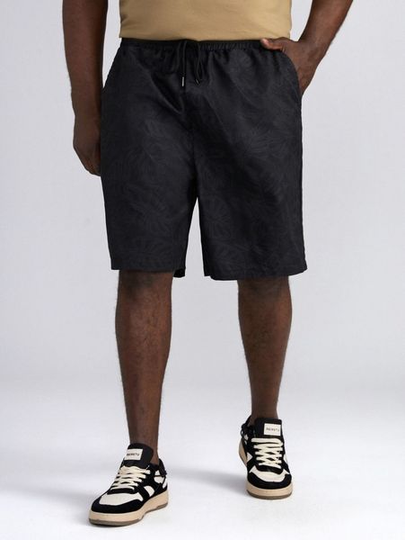 

extended sizes men tropical print drawstring waist shorts 76l4#, White;black