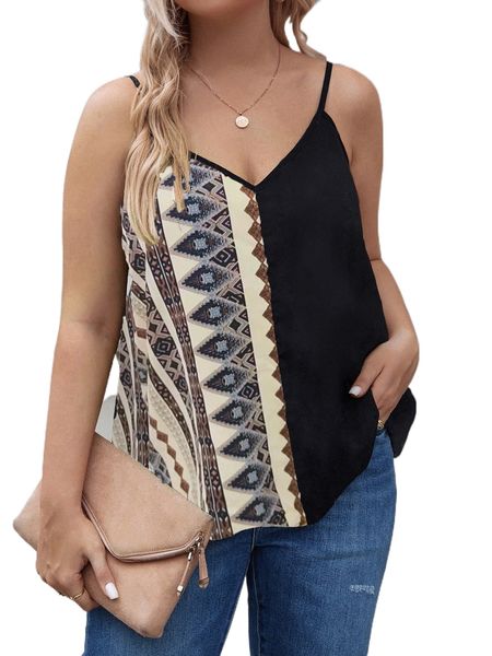 

plus geo print cami s4l7#, Black