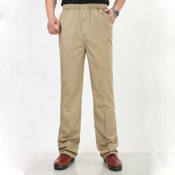 Pantaloni da uomo Collant sottili Pantaloni casual con elastico in vita Pantaloni alti di mezza età e anziani. Cxy60