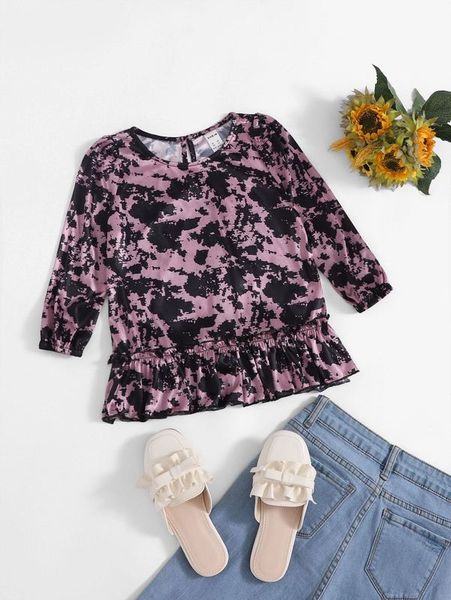 

toddler girls tie dye peplum blouse she, White;black