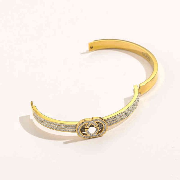 

jewel titanium steel ancient letter hollow out pattern one ring drill opening buckle bracelet stainless steel white clay diamond bracelet fe, Golden;silver