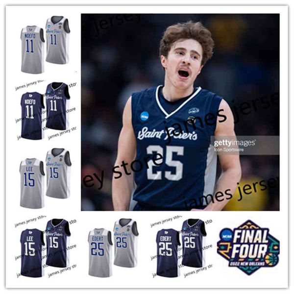

xflsp 2022 college saint peter's peacocks stitched college basketball jersey 11 kc ndefo 15 matthew lee 5 daryl banks iii 25 doug edert, Black