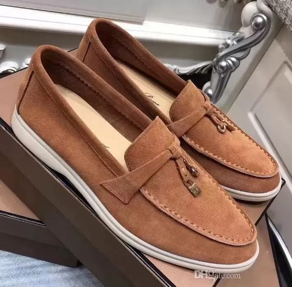 

2022 dress shoes casual shoes single shoes female yh5p loro piana classic suede one foot flat sole lazy lovers lefu summer with box, Black